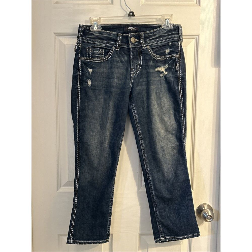 Silver Jeans‎ Suki Capri Womens Size 28/L22.5 Dark Wash Denim